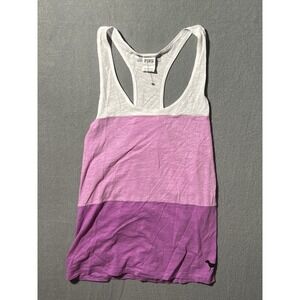 PINK Victoria's Secret Women's Large L Purple White Colorblock Racerback Tank